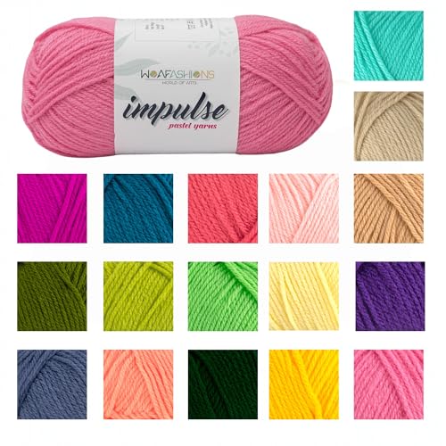 Image of WOAFashions Impulse Hand Knitting & Crochet Yarn, Premium Acrylic, 4 : Medium (Flamingo) (3x100gms / 3.5oz / 200mtr / 218yds)