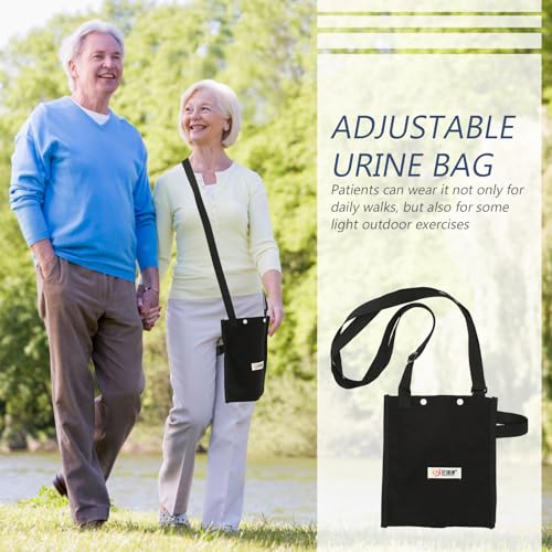 Urine Drainage Bag Holder Adjustable Nursing Bag Covers with Zipper Pipe Sleeve Nursing Carrier with Detachable Strap Portable Collection Cathetere's Package for Patient Drainages Use (Black) - Image 3
