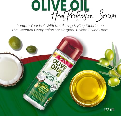 ORS Olive Oil Heat Protection Hair Serum - 177 ml, Infused With Coconut Oil, For Restorative Shine, With Frizz Free & Fast Drying Formula - Image 3