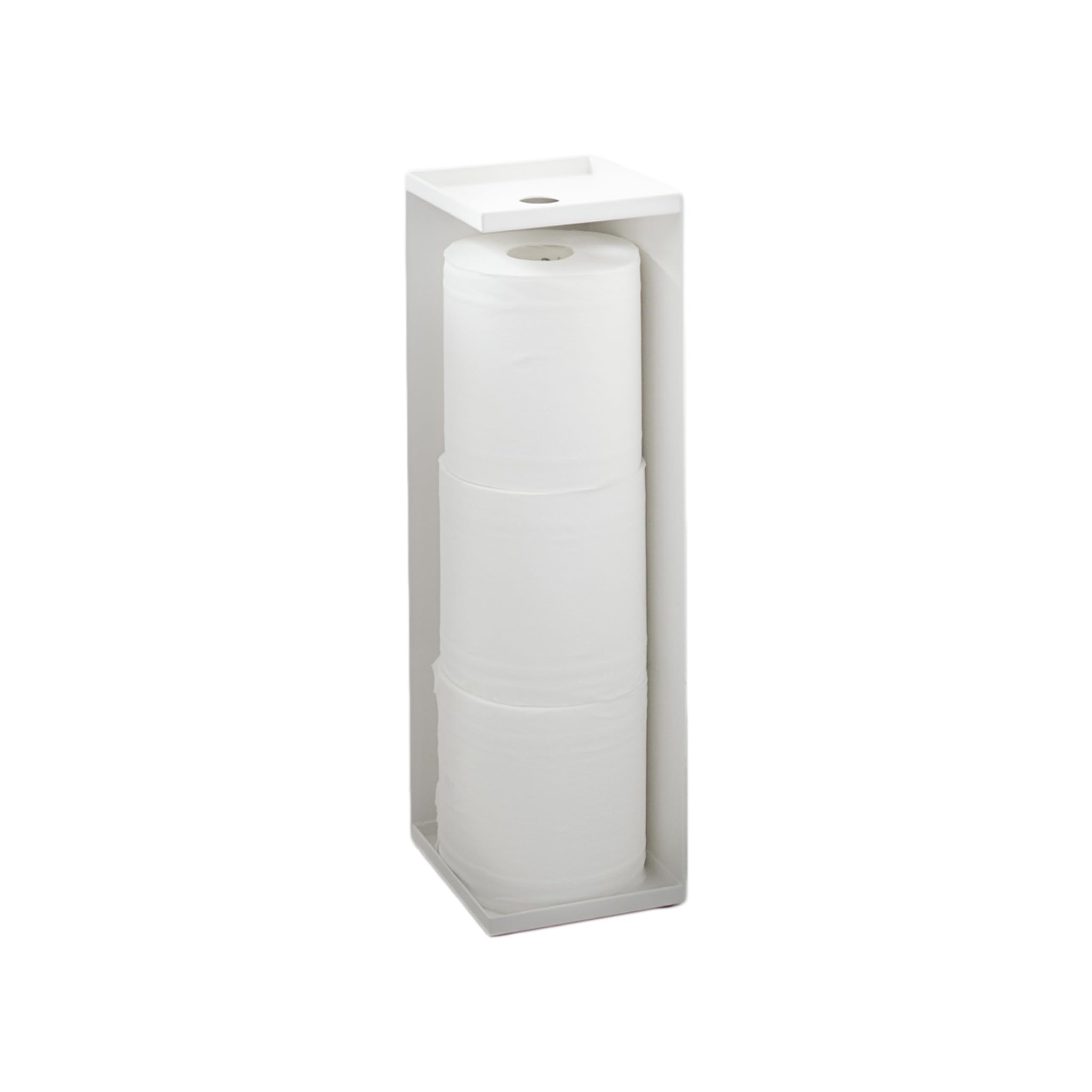 Yamazaki Porte-papier toilette White Steel Tower | Toilet Paper Holder, Discret et Gain de Place