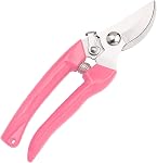 Curve Garden Scissors with Sharp Stainless Steel Blade for Cutting Flowers, Trimming Patio Plants, Floristry, Flowers, Roses, Herbs, Bonsai and Fruit Picking (Pink Handle)