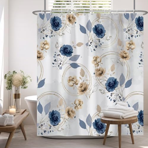 Rideau de douche en tissu imperméable avec crochets pour stopper l'eau du bain