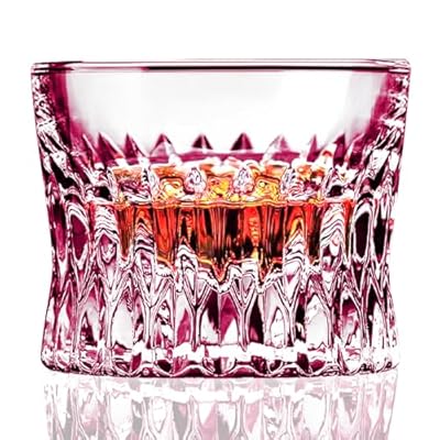 Askcraok Whiskey Glass Set of 2 Old Fashioned Glasses 3.7 Oz for Vodka,Cocktail,Bourbon,Cognac,Rum, Holiday Gifts Pink 2PCS