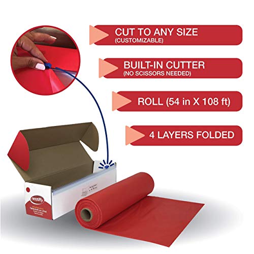 Neatiffy Disposable Plastic Table Cloth Roll | Waterproof Tablecloth | Cover For Rectangle, Square, Round, Oval Tables | Picnic, Party, Banquet, Birthdays, Weddings(Black Gold Dote & Red) #TOP6