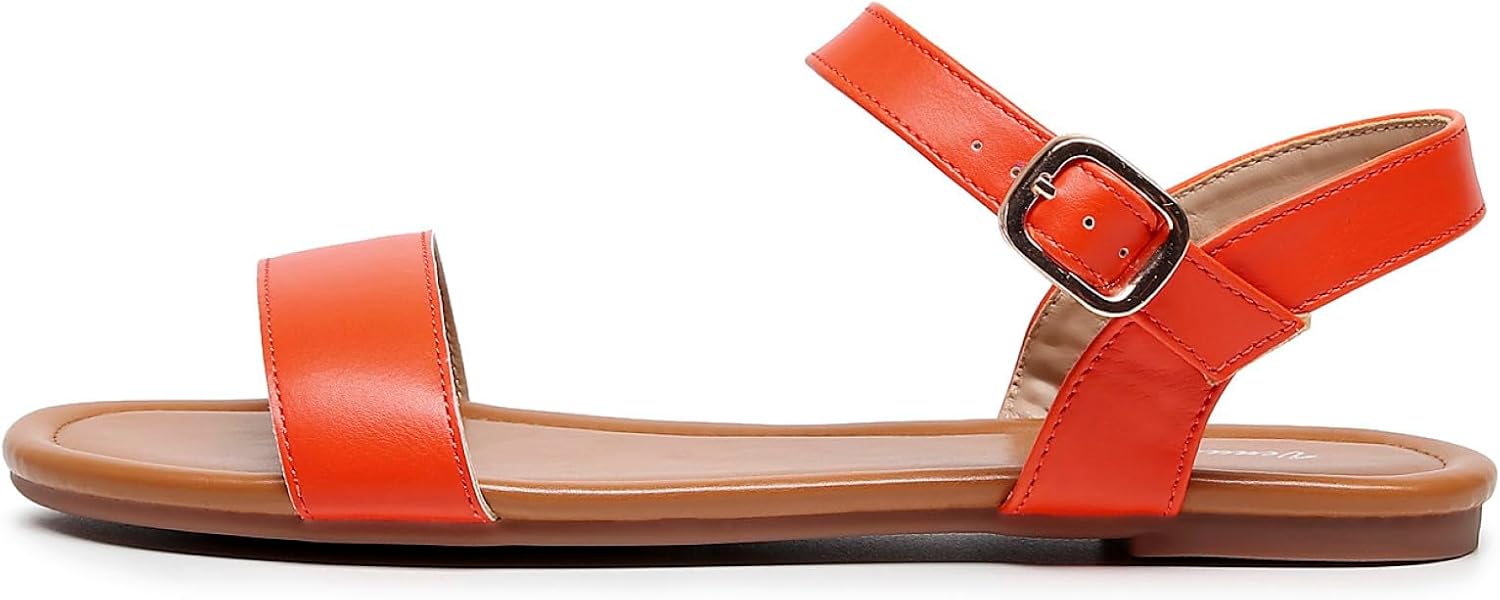 VenusCelia Women's Plain Strap Wide Flat Sandal - Image 2