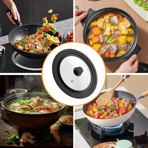 Versatile Silicone Pot Lid, Heat-Resistant Cover for 28cm/30cm/32cm Cookware, Tempered Glass Lids with Silicone Edge, Fits Frying Pans and Woks - Image 7