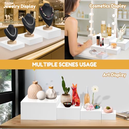 10PCS Buffet Risers, Food Risers for Buffet Table, Acrylic White Cube Box with Hollow Bottoms, Display Stand for Dessert Table Stand Shelf Nesting for Jewelry Show Catering(12"-11"-10"-9"-8"-7"-6"-5") by LifeIdeas - Image 4