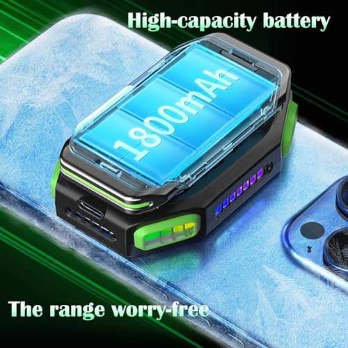 Image of Cubonic X111 Magnetic Mobile Cooling Fan with Mountable Battery Pack(1.5 hr bacup), RGB Light for Mobile Gaming, Live Streamin -Green