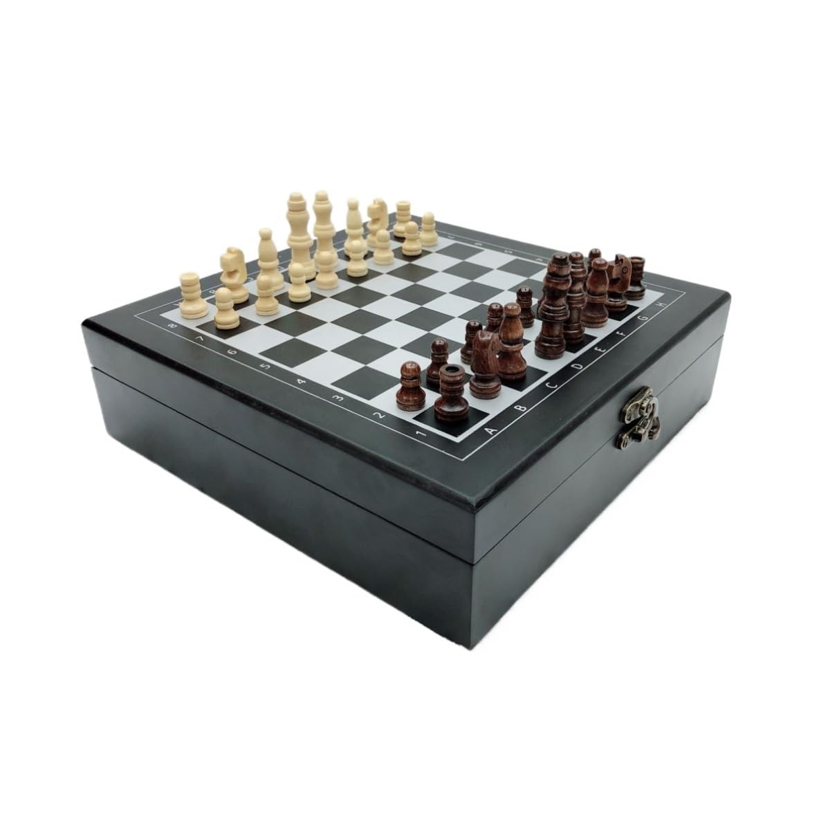Jeu d'échecs en Bois Portable 4 en 1 for Famille et extérieur échecs | Jeu de société de divertissement for les fêtes, les bureaux, les cadeaux du nouvel an(Black)