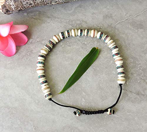 Tibetan Prayer Mala Embedded Medicine Bracelet Yoga Healing Beads Adjustable Wrist Mala Tibetan Prayer Beads For Meditation Many Color Choices (White)4