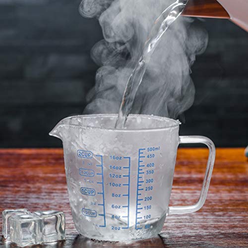 Glass Measuring Cup With Handles Lid Round Graduated Measuring Cups Milk Coffee Cuo Baking Tool For Coffee Powder Ingredient 500Ml #TOP3