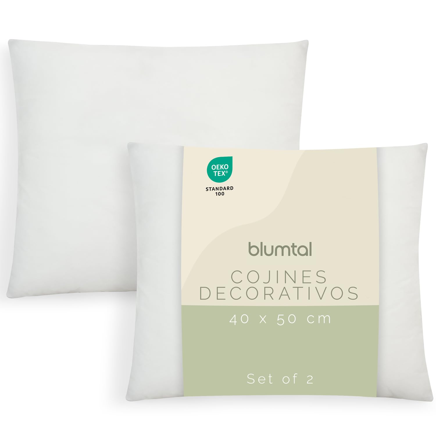 Blumtal Relleno para cojín con certificado Oeko-Tex, 40 x 50 cm, 2 cojines interiores de poliéster
