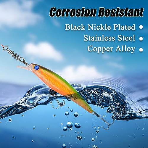 SILANON Fishing Corkscrew Swivel Snaps, 50pcs Stainless Steel Barrel Rolling Swivel Saltwater Freshwater - Image 4