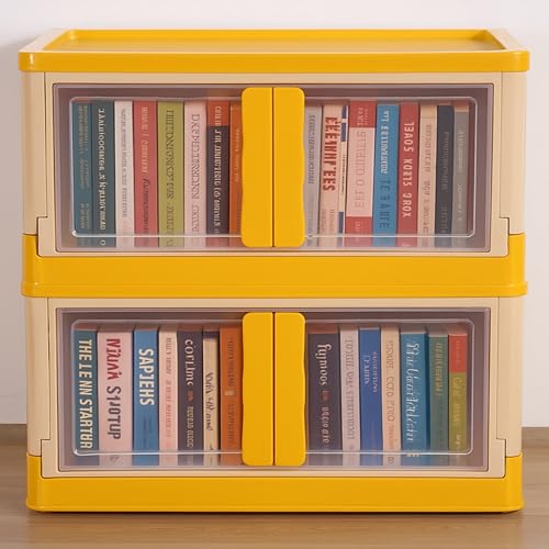 Image of MECHDEL Wardrobe Organizer for Storage /Polypropylene Foldable & Stackable Closet Basket /Cupboard Organizer for Clothes /Mounted Closet Systems (STORAGE BIN-ORANGE, 2PCS)