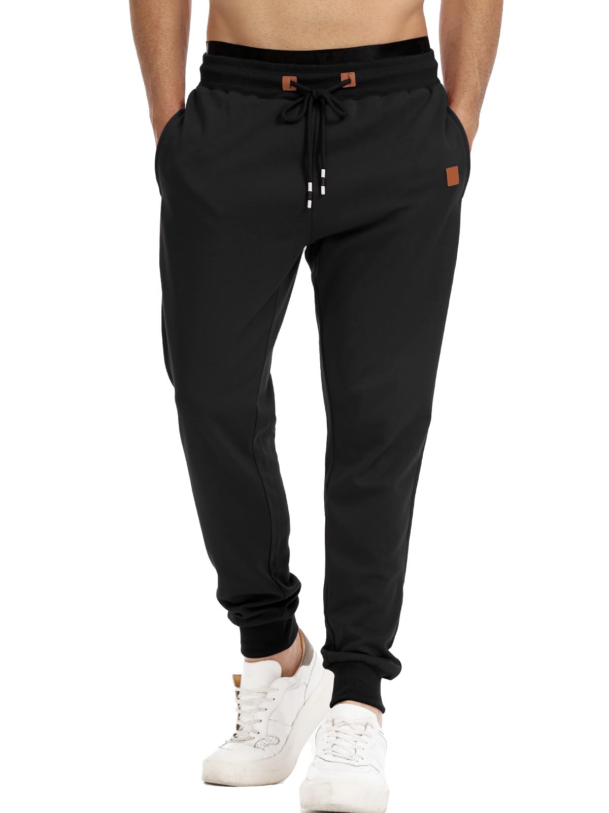 Suwangi Pantalon de Survetement pour Homme Jogging Training Pantalons de Course à Pied et D'entraînement Tapered Cuff avec Poches Zippées