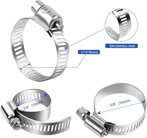 Miniatura 2 de Paquete de 30 abrazaderas de manguera de acero inoxidable Abrazadera de línea de combustible de metal ajustable de 38 pulgadas 58 pulgadas