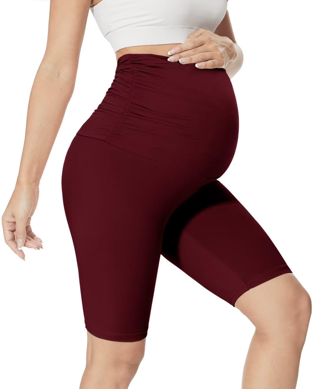 QGGQDD Maternity Biker Shorts Over Belly High Waisted for Pregnancy Yoga Workouts — view 9