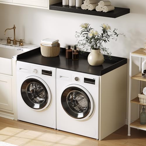 Image of ChooChoo Washer Dryer Countertop, 1-Tier | Laundry Room Topper, Spacious Storage, For Folding Clothes & Efficient Organization, Black