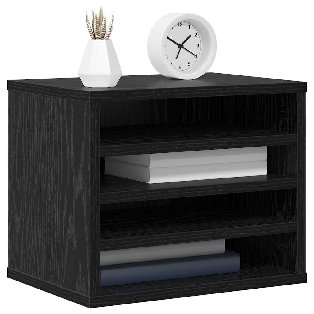 Organizador de escritorio de madera de roble negro, 36 x 26 x 29,5 cm, estante con compartimento para oficina, documentos, archivos, carpetas, oficina en casa para el orden en el lugar de