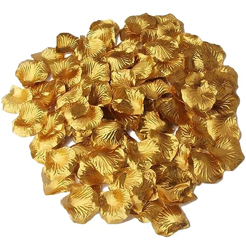 1000 Stück Künstliche Rosenblätter Gold,Deko Rosenblätter Romantische Rosenblüten Geschenk schöne Blütenblätter für Hochzeit, Valentinstag, Geburtstag Party Dekoration, Artificial Rose Petals Flowers