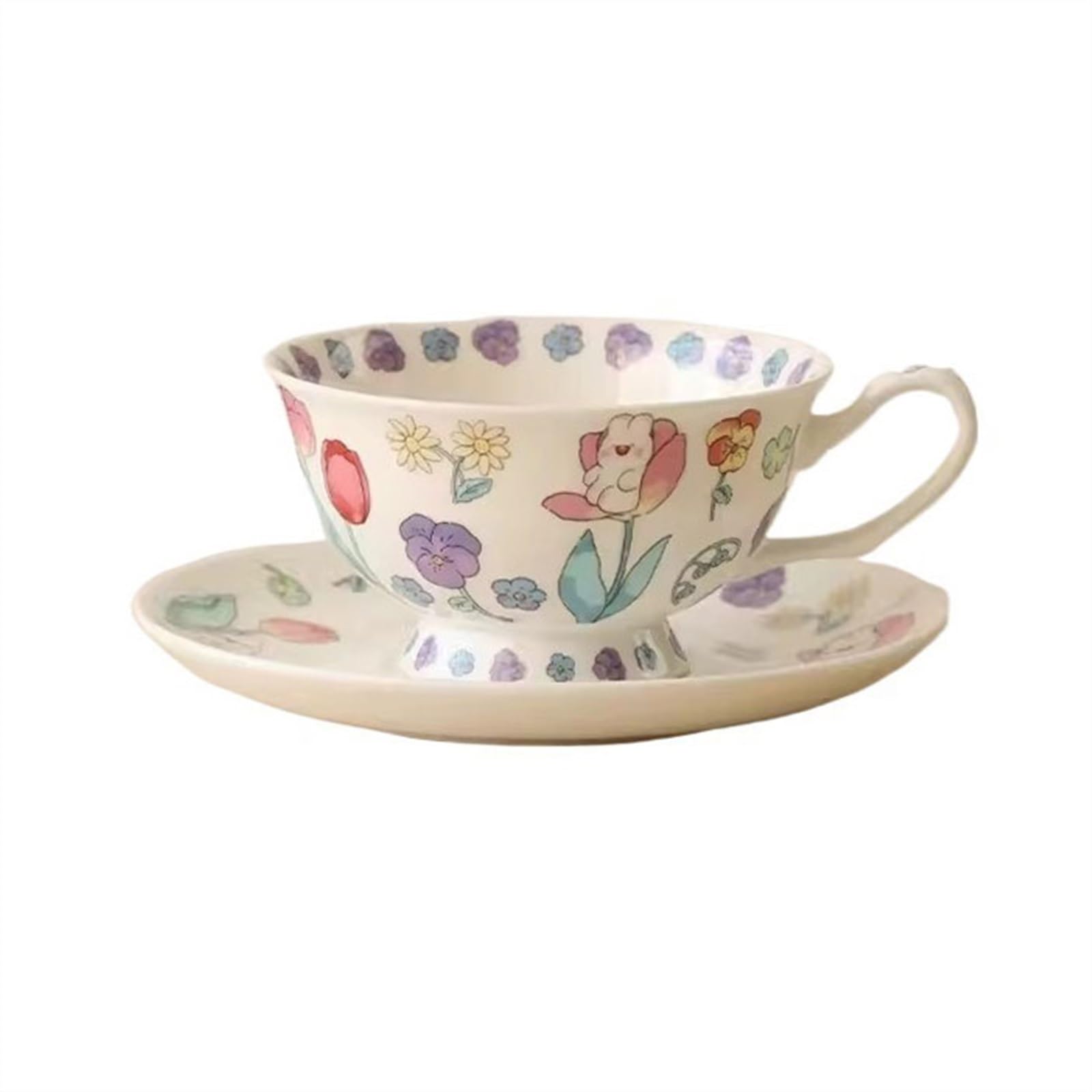 Kubek do kawy - wysokiej jakości ceramiczny zestaw filiżanek do herbaty i spodków - 240 ml wykwintne popołudnie, idealny na świąteczne prezenty i do użytku domowego