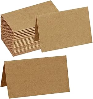 Pannow 120 Pcs Kraft Paper Place Cards, Rustic Blank Tent Escort Cards Table Seating Cards Number Name Card for Wedding Birthday Party Invitations