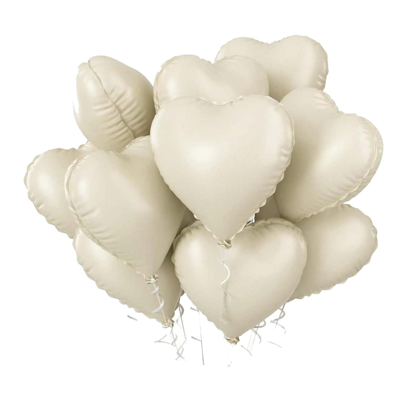 10 Pcs Cream Heart Foil Balloons, 18 Inch Reusable Party Decorations