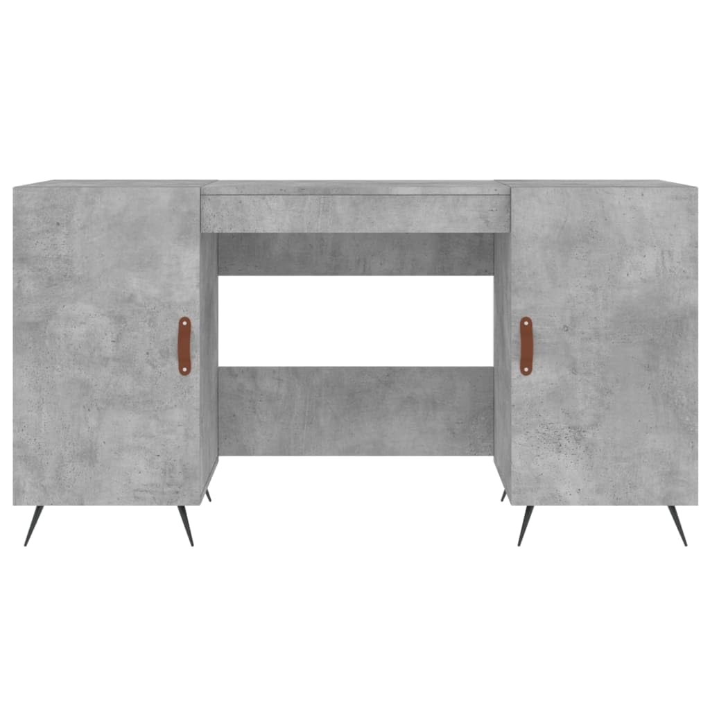 Scrivania grigio cemento, 140 x 50 x 75 cm, in legno con 4 scomparti, scrivania da ufficio per casa, studio, computer, laptop e ordine in piccoli spazi