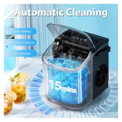 Fabricadora de hielo portátil con autolimpieza y capacidad diaria 26 lb miniatura 3