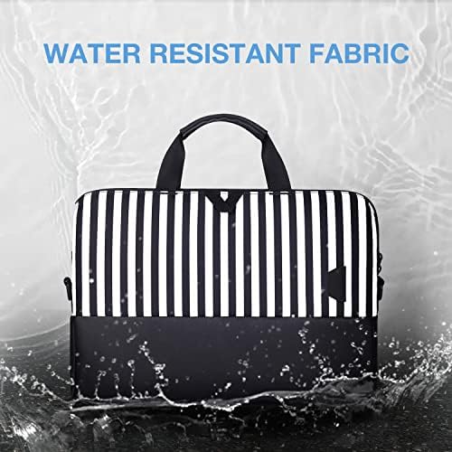 bagsmart Laptop Bag for Men Women, 15.6 Inch Laptop Case Slim Computer Bag Briefcase, Black Stripes