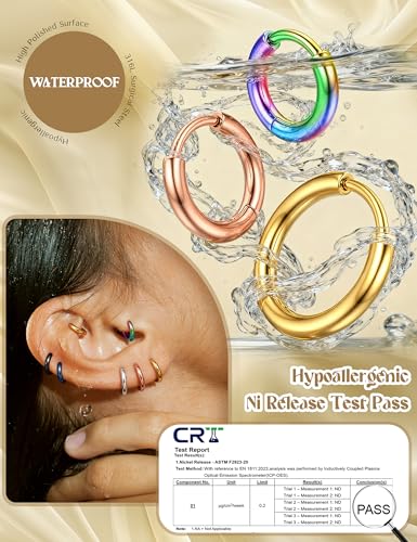 WBDWWTD Kleine Creolen für Damen und Herren, chirurgischer Stahl, Knorpel-Huggie-Ohrringe, eng anliegende Ohrläppchen, Nasenring, Lippenring, Daith-Helix-Piercing-Schmuck, kleine Creolen mit