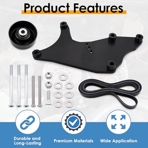KITONLA LS Dual Alternator Bracket Kit, Black, Compatible with GM 4.8L 5.3L 6.0L 6.2L Vortec V8 Engine 1999-2013 Chevy Tahoe Suburban Silverado, GMC Yukon, Escalade, Hummer H2 by KITONLA - Image 7