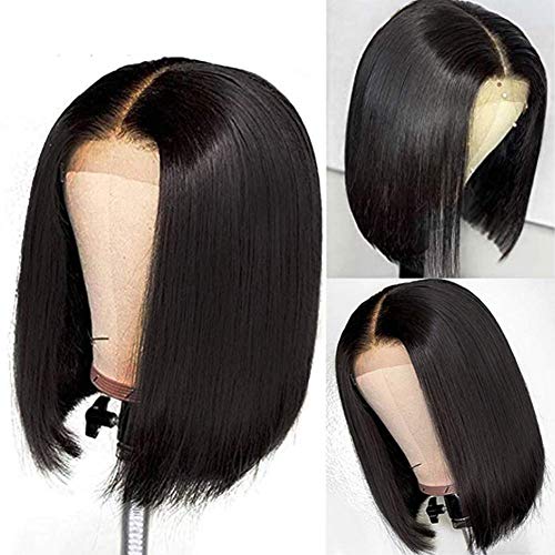 west kiss Straight 4x4 T Part Lace Closure Bob Wigs Human Hair Middle Part T Part Short Bob Wigs for Black Women 150% Density Lace Wig Pre Plucked with Natural Hairline 10 inches