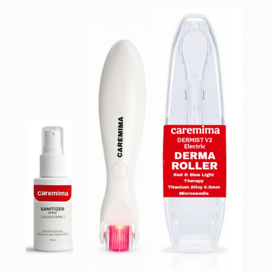 CAREMIMA Titanium Electric Derma Roller 0.5mm – Replaceable 540 Microneedle Head with Red & Blue Light Therapy | Boost Hair Growth & Rejuvenate Skin | Fast Result.-image-36