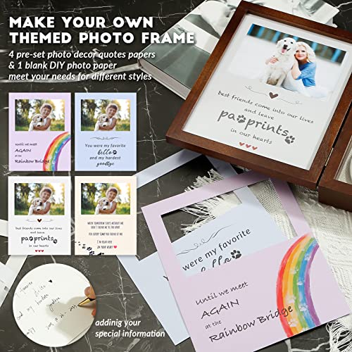 Jupdec Dog Memorial Gifts Pet Shadow Box Wooden Picture Frame With Clay Paw Print Kit For Loss Of Dog & Cat Remembrance Sympathy Deep Display Case For Keepsake Collar Hair, 4" X 6" Photo Insert, Brown #TOP2
