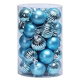 Fácil de Instalar y Usar: El paquete incluye 34 bolas decorativas. Cada decoración esférica está equipada con una línea de gancho, que puede colgar colgantes de bolas navideñas en el techo, paredes, ventanas, arcos, árboles navideños, etc. Muy fácil de usar