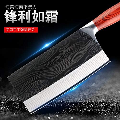 MAYiT Meat Cleaver Knife, 4Cr14MOV Stainless Steel Kitchen Knives Chinese Kitchen Utility Chef Knives Sharp Blade Color Wood Handle Cleaver
