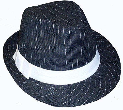 CZARNO-BIAŁA CZARNO-BIAŁA CZARNA CZĘŚĆ W PASKI GANGSTER FEDORA - DLA DOROSŁYCH, Jeden Rozmiar Pasuje, wielobarwny, rozmiar uniwersalny