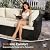 Aoxun Outdoor Patio Furniture Set, 5-Pieces All-Weather Rattan Sectional Sofa Conversation Set with Glass Coffee Table for Backyard Porch Poolside, Beige