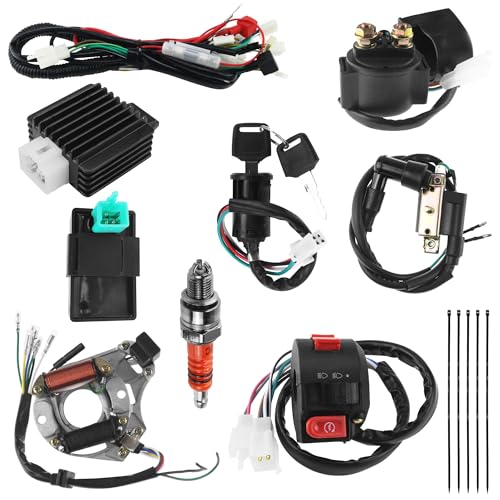 Image of PRO BAT 110cc ATV Wiring Harness with Solenoid Relay Ignition Coil Stator | Voltage Regulator CDI for 50cc 70cc 90cc 110cc 125cc Chinese Mini ATV Quad Baja SunL Tao tao JCL Buyang Coolster