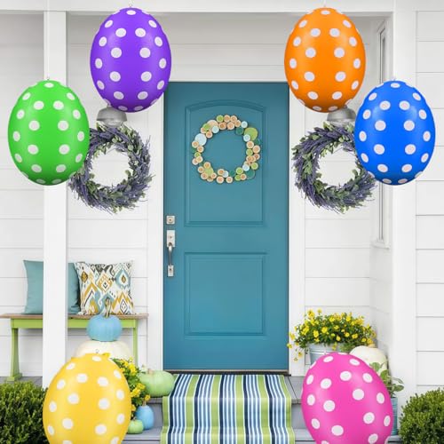 FWHFNB 3 Stück Aufblasbare Ostereier,Ostereier,Riesige Bunte Ostereiers,Aufblasbare Ostereiers Ornamente,für Ostern,drinnen und draußen,Hof,Garten,Rasen (Ostereier-C)