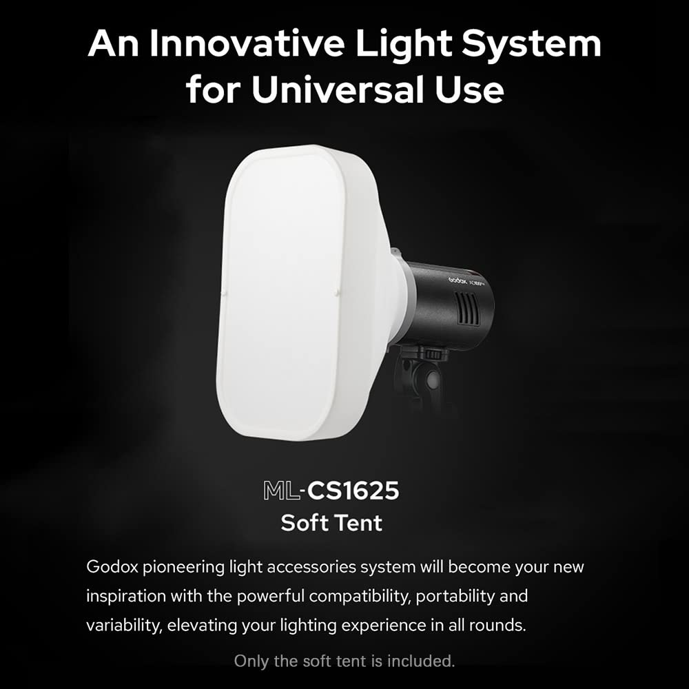 Godox ML-CS1625 Kit Tenda Morbida con 3 Adattatori per Fotografia Luce Flash Fotografia in Studio Ritratto Live Stream