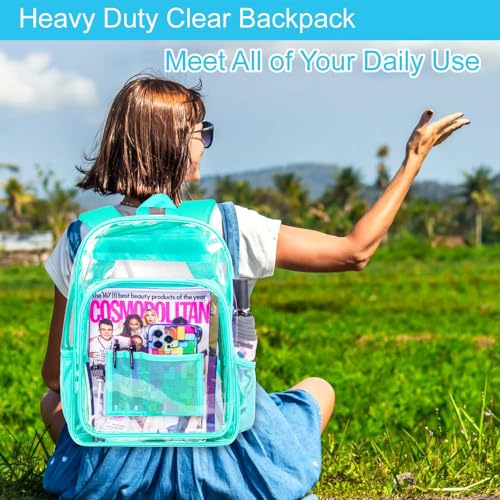 Image of AGSDON Clear Backpack, Heavy Duty Transparent Bookbag, See Through PVC Backpacks for Women Men