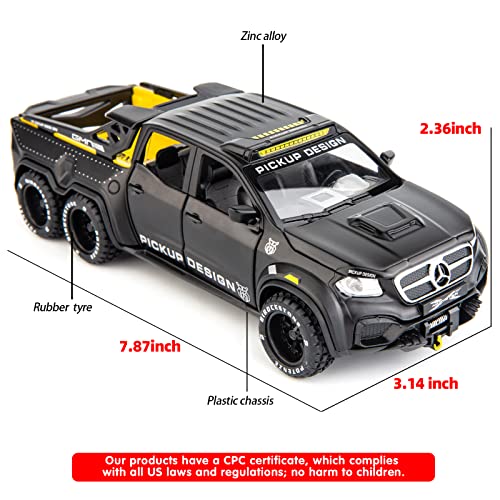 Bdtctk Compatible For 1:28 Benz Pickup X-Class Model Car, Diecast Zinc Alloy Pull Back Toy Car With Sound And Light For Kids Boy Girl Black #TOP1