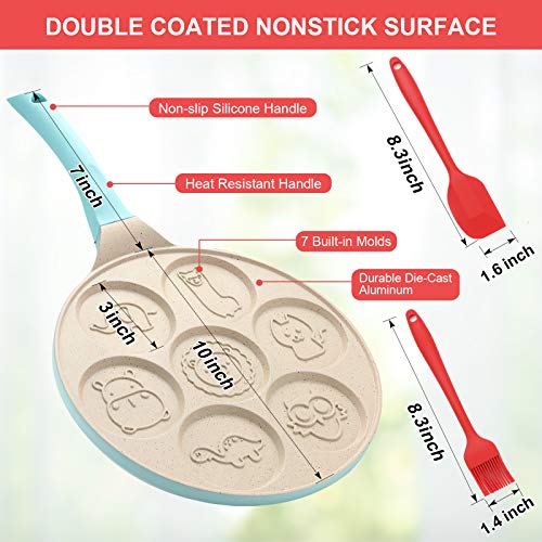 image for OYSIR Kids Pancake Maker Pan, 7-Cup Animal Pancake Mold, Nonstick Gril