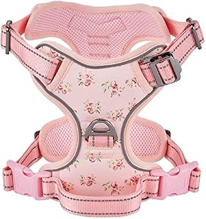 Petiry Reflective No Pull Dog Harness Small Puppy Harness with Front Back D Ring And Soft Padded Easy Control Handle for Small Dog Pink S
