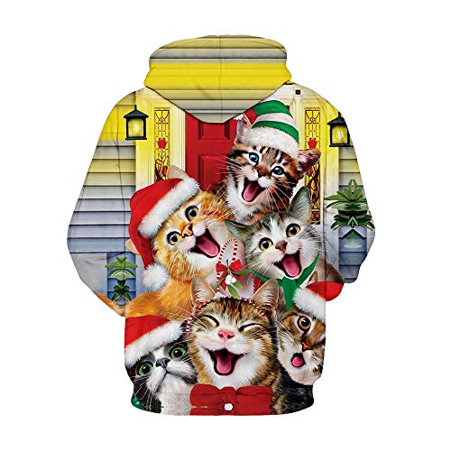Image of Couple Cute 3D Santa Print Ugly Christmas Kangaroo Pocket Sweatshirt Hoodies Pullover