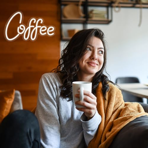 Image of Coffee Neon Sign Led Coffee Sign for Wall Decor, USB Powered Neon Signs for Cafe Bar Wall Decor Cafe Restaurant Shop Window Kitchen
