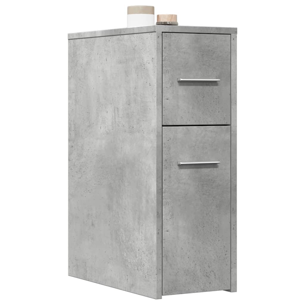 vidaXL Armadietto da Bagno Stretto con Ruote Grigio Cemento Truciolato