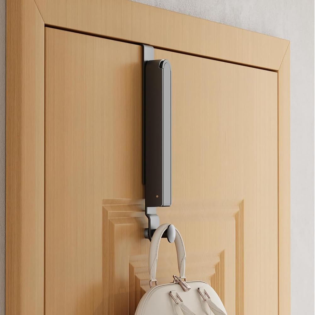 Tendedero plegable de aleación de aluminio para colgar sobre la puerta con barra extensible, plegable y portátil para el baño